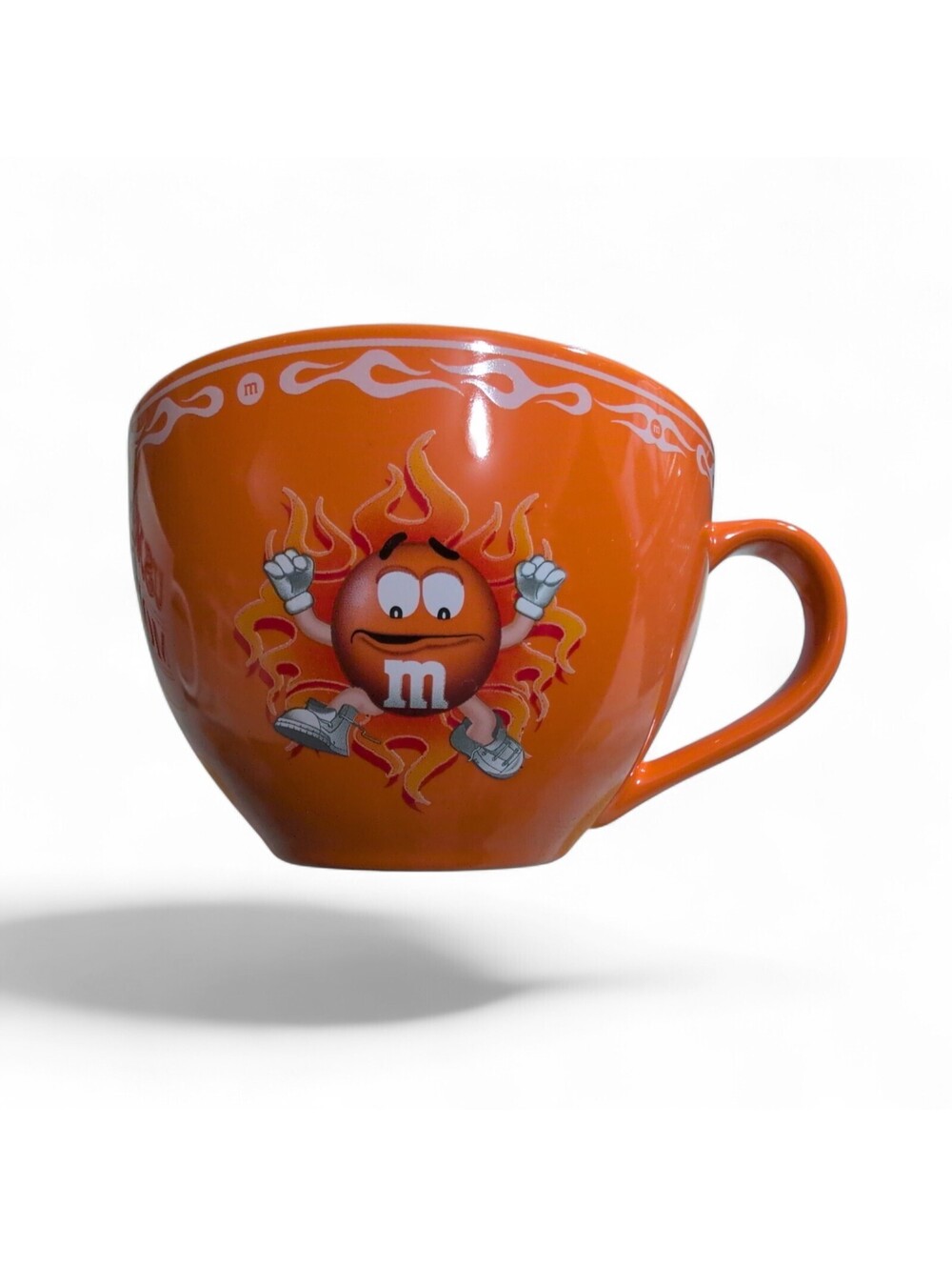 M&Ms World Vintage Orange Flame Pattern Oversized Mug RARE 2007 20 oz